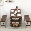 Garvee Dining Table Set for 4, Kitchen Table Set for 4 with 2 Benches, 3 Piece Dining Room Table Set for Small Space Apartment, Black(Retro Brown)