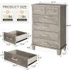 Garvee Dresser for Bedroom with 6 Drawers, 45 in Tall Grey Dressers & Chests of Drawers with Storage, Wooden Storage Organizer Dressers for Closet, Large Drawer Dresser for Living Room, Entryway