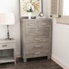 Garvee Dresser for Bedroom with 6 Drawers, 45 in Tall Grey Dressers & Chests of Drawers with Storage, Wooden Storage Organizer Dressers for Closet, Large Drawer Dresser for Living Room, Entryway