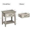 Garvee End Table with Drawer, Nightstand with 2 Tiers Storage Shelves, Side Table with Dresser, Bedside Table for Living Room, Bedroom, Dorm, Grey(Grey)