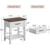 Garvee End Table with Drawer, Nightstand with 2 Tiers Storage Shelves, Side Table with Dresser, Bedside Table for Living Room, Bedroom, Dorm, Grey(White & Brown)