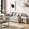 Garvee End Table with Drawer, Nightstand with 2 Tiers Storage Shelves, Side Table with Dresser, Bedside Table for Living Room, Bedroom, Dorm, Grey(White & Brown)
