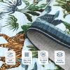 Garvee Jungle Rug 5×7 Washable Animal Living Room Rug Non-Slip Non-Shedding Kids Bedroom Aesthetic Rugs for Boy Play Room Foldable Low Pile Accent Botanical Rugs for Kitchen Office Nursery Decor Black(Tiger Blue)