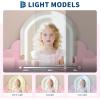 Garvee Kids Vanity with Lighted Mirror & Stool, Little Girls Vanity with Adjustable LED Light, Storage Drawer & Shelves for Girls 3-9, Pink(Pink)