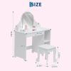 Garvee Kids Vanity with Lighted Mirror & Stool, Little Girls Vanity with Adjustable LED Light, Storage Drawer & Shelves for Girls 3-9, Pink(Pure White)