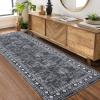 Garvee Large Bordered Area Rug 9×12 Machine Washable Living Room Rug Stain-Resistant Neutral Floor Cover Ultra-Soft Low Pile Geometric Indoor Rugs for Bedroom Dining Room Playroom Farmhouse Dorm Teal(Grey)
