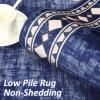 Garvee Large Bordered Area Rug 9×12 Machine Washable Living Room Rug Stain-Resistant Neutral Floor Cover Ultra-Soft Low Pile Geometric Indoor Rugs for Bedroom Dining Room Playroom Farmhouse Dorm Teal(Blue)