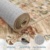 Garvee Large Floral 9×12 Area Rugs for Living Room Bedroom, Soft Washable Rugs with Non Slip Backing, Low Pile Stain Resistant Floral Carpet, Foldable Floor Mats for Dining Room, Nursery, Brown