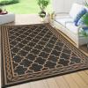 Garvee Large Outdoor Rugs 9×18 Waterproof Reversible Outdoor Plastic Straw Rugs, Easy Cleaning Patio Camping Carpet, All-Weather Outside Rugs for RV Patio Porch Deck Balcony (Grey/White)(Black/Brown)