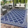 Garvee Large Outdoor Rugs 9×18 Waterproof Reversible Outdoor Plastic Straw Rugs, Easy Cleaning Patio Camping Carpet, All-Weather Outside Rugs for RV Patio Porch Deck Balcony (Grey/White)(Dark Blue/White)