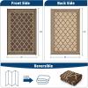 Garvee Large Outdoor Rugs 9×18 Waterproof Reversible Outdoor Plastic Straw Rugs, Easy Cleaning Patio Camping Carpet, All-Weather Outside Rugs for RV Patio Porch Deck Balcony (Grey/White)(Brown/Coffee)