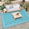 Garvee Large Outdoor Rugs 9×18 Waterproof Reversible Outdoor Plastic Straw Rugs, Easy Cleaning Patio Camping Carpet, All-Weather Outside Rugs for RV Patio Porch Deck Balcony (Grey/White)(Light Blue/White)
