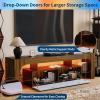 Garvee Modern Lighting TV Stand with Large Storage Drawer for 50 55 60 65 70 75 Inch TVs, TV Console Table with Control Color LED Lights, Entertainment Center Media for Living Room, Bedroom, Walnut(Walnut+white)