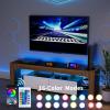 Garvee Modern Lighting TV Stand with Large Storage Drawer for 50 55 60 65 70 75 Inch TVs, TV Console Table with Control Color LED Lights, Entertainment Center Media for Living Room, Bedroom, Walnut(Walnut+white)
