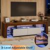 Garvee Modern Lighting TV Stand with Large Storage Drawer for 50 55 60 65 70 75 Inch TVs, TV Console Table with Control Color LED Lights, Entertainment Center Media for Living Room, Bedroom, Walnut(Walnut+white)