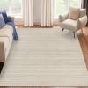 Garvee Modern Striped Rug 8×10 Area Rugs Soft Low Pile Stain Resistant Easy to Clean Non-Shedding Durable Living Room Kitchen Indoor Carpet, Neutral Color for Modern Home Decor (Beige)