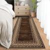 Garvee Modern Washable Rugs 5×7, Soft Non Slip Living Room Rugs Ultra Thin Low Pile Large Bedroom Carpet, Non Slip Modern Bordered Print Mat for Dining Room Nursery Playroom, Red Brown(Red Brown)