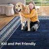 Garvee Modern Washable Rugs 5×7, Soft Non Slip Living Room Rugs Ultra Thin Low Pile Large Bedroom Carpet, Non Slip Modern Bordered Print Mat for Dining Room Nursery Playroom, Red Brown(Blue)