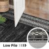 Garvee Modern Washable Rugs 5×7, Soft Non Slip Living Room Rugs Ultra Thin Low Pile Large Bedroom Carpet, Non Slip Modern Bordered Print Mat for Dining Room Nursery Playroom, Red Brown(Black)