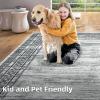 Garvee Modern Washable Rugs 5×7, Soft Non Slip Living Room Rugs Ultra Thin Low Pile Large Bedroom Carpet, Non Slip Modern Bordered Print Mat for Dining Room Nursery Playroom, Red Brown(Grey Green)