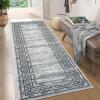 Garvee Modern Washable Rugs 5×7, Soft Non Slip Living Room Rugs Ultra Thin Low Pile Large Bedroom Carpet, Non Slip Modern Bordered Print Mat for Dining Room Nursery Playroom, Red Brown(Grey Green)