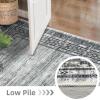 Garvee Modern Washable Rugs 5×7, Soft Non Slip Living Room Rugs Ultra Thin Low Pile Large Bedroom Carpet, Non Slip Modern Bordered Print Mat for Dining Room Nursery Playroom, Red Brown(Grey Green)