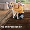 Garvee Modern Washable Rugs 5×7, Soft Non Slip Living Room Rugs Ultra Thin Low Pile Large Bedroom Carpet, Non Slip Modern Bordered Print Mat for Dining Room Nursery Playroom, Red Brown(Red Brown)