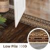 Garvee Modern Washable Rugs 5×7, Soft Non Slip Living Room Rugs Ultra Thin Low Pile Large Bedroom Carpet, Non Slip Modern Bordered Print Mat for Dining Room Nursery Playroom, Red Brown(Red Brown)