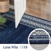 Garvee Modern Washable Rugs 5×7, Soft Non Slip Living Room Rugs Ultra Thin Low Pile Large Bedroom Carpet, Non Slip Modern Bordered Print Mat for Dining Room Nursery Playroom, Red Brown(Blue)