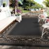Garvee Outdoor Rug 9×12 Waterproof for Patio Clearance, Large Plastic Straw Mat for Camping, Porch, RV, Reversible Rugs for Deck Entryance Picnic Balcony Beach (White/Grey)(Dark Brown)