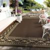 Garvee Outdoor Rug 9×12 Waterproof for Patio Clearance, Large Plastic Straw Mat for Camping, Porch, RV, Reversible Rugs for Deck Entryance Picnic Balcony Beach (White/Grey)(Brown/Coffee)
