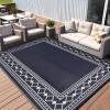 Garvee Outdoor Rug 9×12 Waterproof for Patio Clearance, Large Plastic Straw Mat for Camping, Porch, RV, Reversible Rugs for Deck Entryance Picnic Balcony Beach (White/Grey)(Black/Blue)