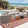 Garvee Outdoor Rug 9×12 Waterproof for Patio Clearance, Large Plastic Straw Mat for Camping, Porch, RV, Reversible Rugs for Deck Entryance Picnic Balcony Beach (White/Grey)(Terracotta/White)