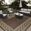 Garvee Outdoor Rug 9×12 Waterproof for Patio Clearance, Large Plastic Straw Mat for Camping, Porch, RV, Reversible Rugs for Deck Entryance Picnic Balcony Beach (White/Grey)(Brown/Coffee)