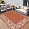 Garvee Outdoor Rug 9×12 Waterproof for Patio Clearance, Large Plastic Straw Mat for Camping, Porch, RV, Reversible Rugs for Deck Entryance Picnic Balcony Beach (White/Grey)(Terracotta/White)