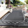 Garvee Outdoor Rug 9×12 Waterproof for Patio Clearance, Large Plastic Straw Mat for Camping, Porch, RV, Reversible Rugs for Deck Entryance Picnic Balcony Beach (White/Grey)(White/Grey)
