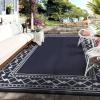 Garvee Outdoor Rug 9×12 Waterproof for Patio Clearance, Large Plastic Straw Mat for Camping, Porch, RV, Reversible Rugs for Deck Entryance Picnic Balcony Beach (White/Grey)(Black/Blue)