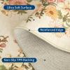 Garvee Rugs for Living Room 3×5, Washable Floral Area Rug Non Slip Soft, Low Pile Ultra-Thin Carpet for Entryway, Kitchen, Bedroom, Black(Beige)