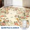 Garvee Rugs for Living Room 3×5, Washable Floral Area Rug Non Slip Soft, Low Pile Ultra-Thin Carpet for Entryway, Kitchen, Bedroom, Black(Beige)