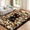 Garvee Rugs for Living Room 3×5, Washable Floral Area Rug Non Slip Soft, Low Pile Ultra-Thin Carpet for Entryway, Kitchen, Bedroom, Black(Black)