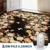 Garvee Rugs for Living Room 3×5, Washable Floral Area Rug Non Slip Soft, Low Pile Ultra-Thin Carpet for Entryway, Kitchen, Bedroom, Black(Black)