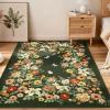 Garvee Rugs for Living Room 3×5, Washable Floral Area Rug Non Slip Soft, Low Pile Ultra-Thin Carpet for Entryway, Kitchen, Bedroom, Black(Dark Green)