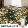 Garvee Rugs for Living Room 3×5, Washable Floral Area Rug Non Slip Soft, Low Pile Ultra-Thin Carpet for Entryway, Kitchen, Bedroom, Black(Dark Green)