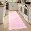 Garvee Scalloped 8×10 Rugs Washable Area Rugs for Living Room,Modern Stain Resistant Solid Rug for Bedroom, Scalloped Low Pile Non-Slip Neutral Rug for Farmhouse Dining Room Home Office Dorm,Grey(Pink)