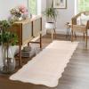 Garvee Scalloped 8×10 Rugs Washable Area Rugs for Living Room,Modern Stain Resistant Solid Rug for Bedroom, Scalloped Low Pile Non-Slip Neutral Rug for Farmhouse Dining Room Home Office Dorm,Grey(Natural|ivory)