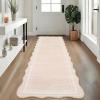 Garvee Scalloped 8×10 Rugs Washable Area Rugs for Living Room,Modern Stain Resistant Solid Rug for Bedroom, Scalloped Low Pile Non-Slip Neutral Rug for Farmhouse Dining Room Home Office Dorm,Grey(Natural|ivory)