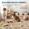 Garvee Scalloped 8×10 Rugs Washable Area Rugs for Living Room,Modern Stain Resistant Solid Rug for Bedroom, Scalloped Low Pile Non-Slip Neutral Rug for Farmhouse Dining Room Home Office Dorm,Grey(Brown|snake)