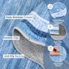 Garvee Scalloped 8×10 Rugs Washable Area Rugs for Living Room,Modern Stain Resistant Solid Rug for Bedroom, Scalloped Low Pile Non-Slip Neutral Rug for Farmhouse Dining Room Home Office Dorm,Grey(Scalloped|blue)
