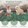 Garvee Scalloped 8×10 Rugs Washable Area Rugs for Living Room,Modern Stain Resistant Solid Rug for Bedroom, Scalloped Low Pile Non-Slip Neutral Rug for Farmhouse Dining Room Home Office Dorm,Grey(Xmas Green)