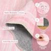 Garvee Scalloped 8×10 Rugs Washable Area Rugs for Living Room,Modern Stain Resistant Solid Rug for Bedroom, Scalloped Low Pile Non-Slip Neutral Rug for Farmhouse Dining Room Home Office Dorm,Grey(Scalloped|pink)